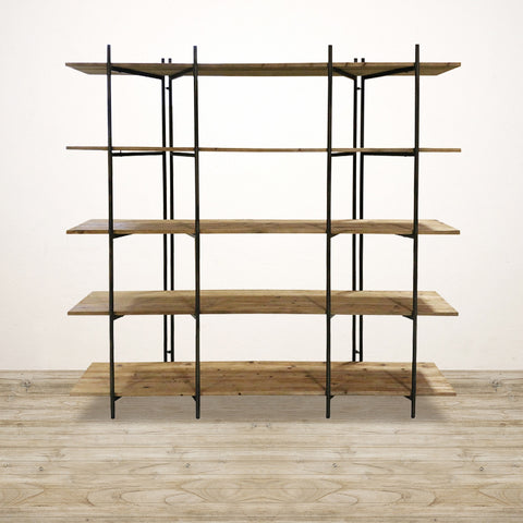 Double Bay Shelving Unit In Recycled Pine and Metal