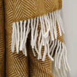 Wool Fishbone Throw in English Mustard