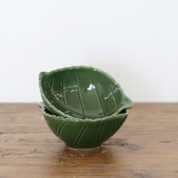 Green Vine Leaf Round Dish Small