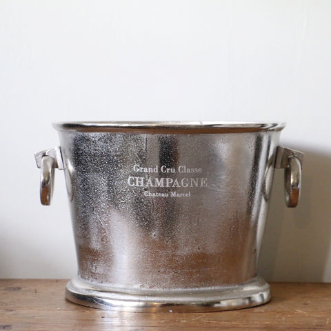 Engraved Oval Champagne Bucket in Antique Nickel Finish