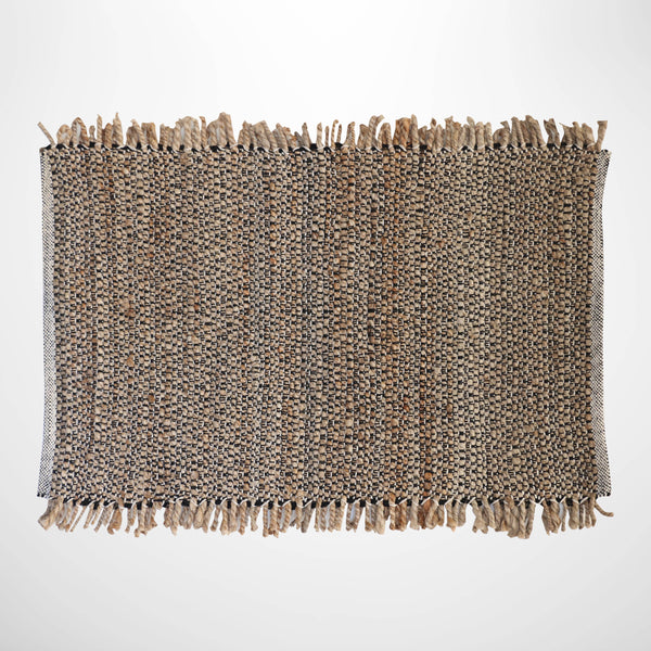 Herringbone Doormat in Black/Natural Jute
