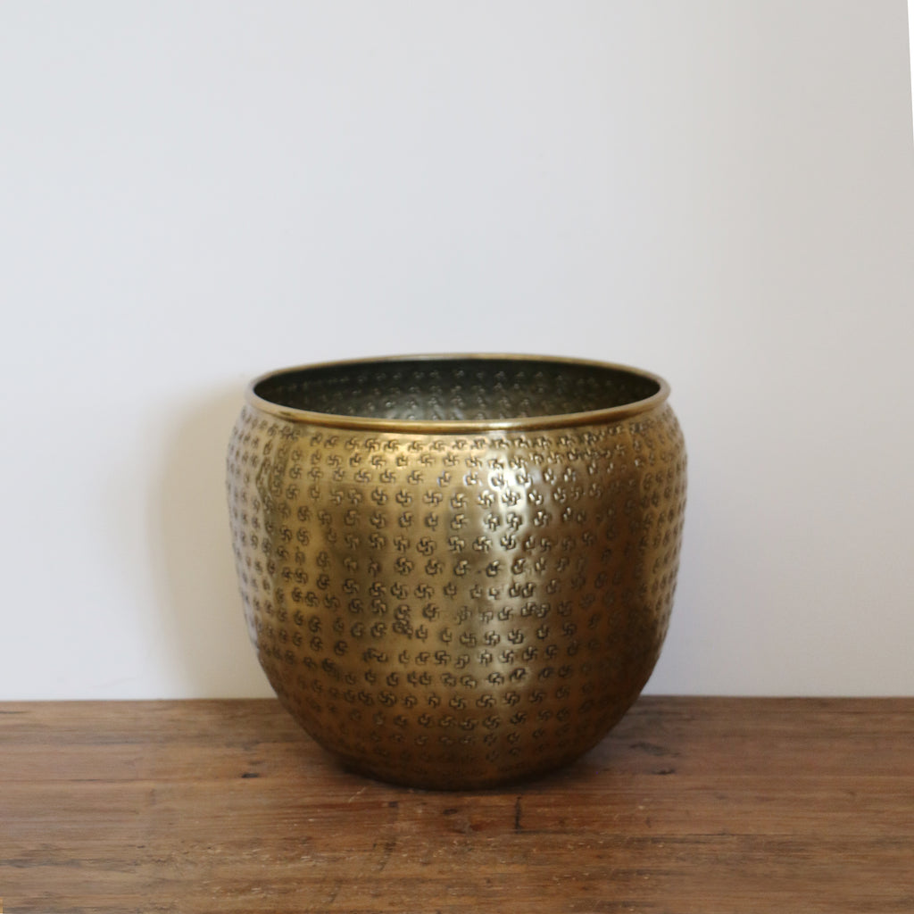gold plant pot nz Ravello Brass Finish Planter | Medium