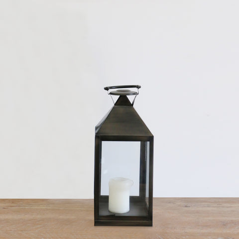 Medium Long Island Lantern in Dark Bronze Black